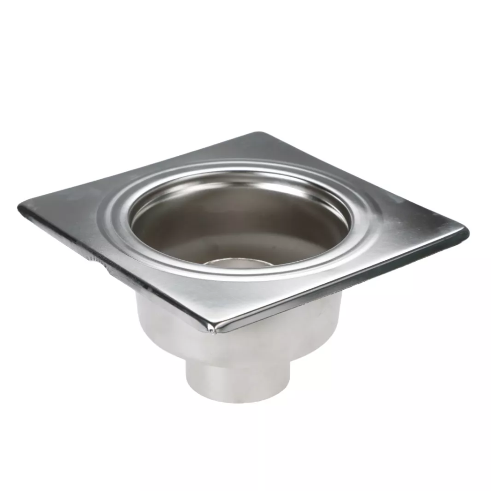 Трап з нержавіючої сталі 15х15см, вертикальний, D50 Трап з нержавіючої сталі 15х15см, вертикальний, D50