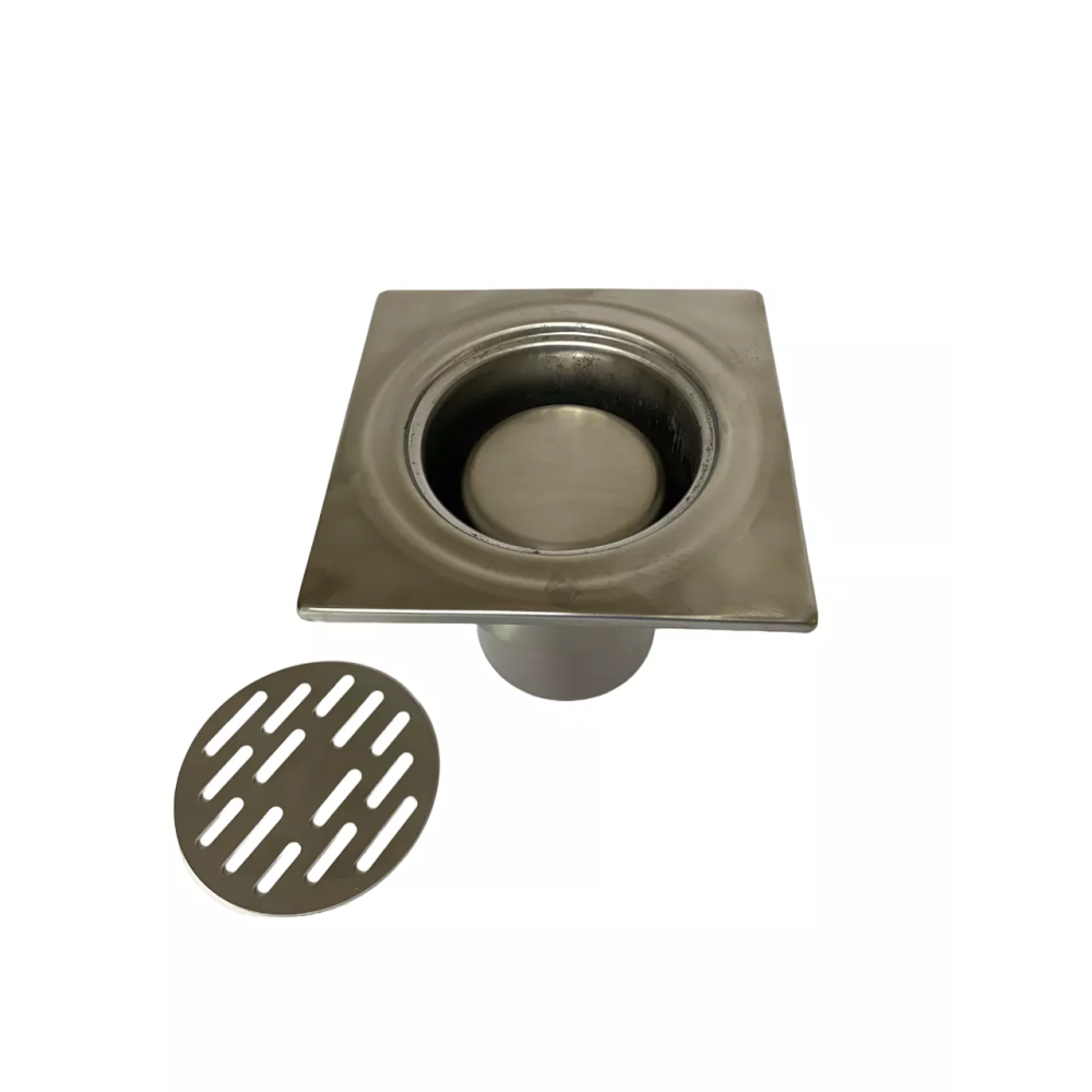 Трап з нержавіючої сталі 20х20см, вертикальний, D100 Трап з нержавіючої сталі 20х20см, вертикальний, D100