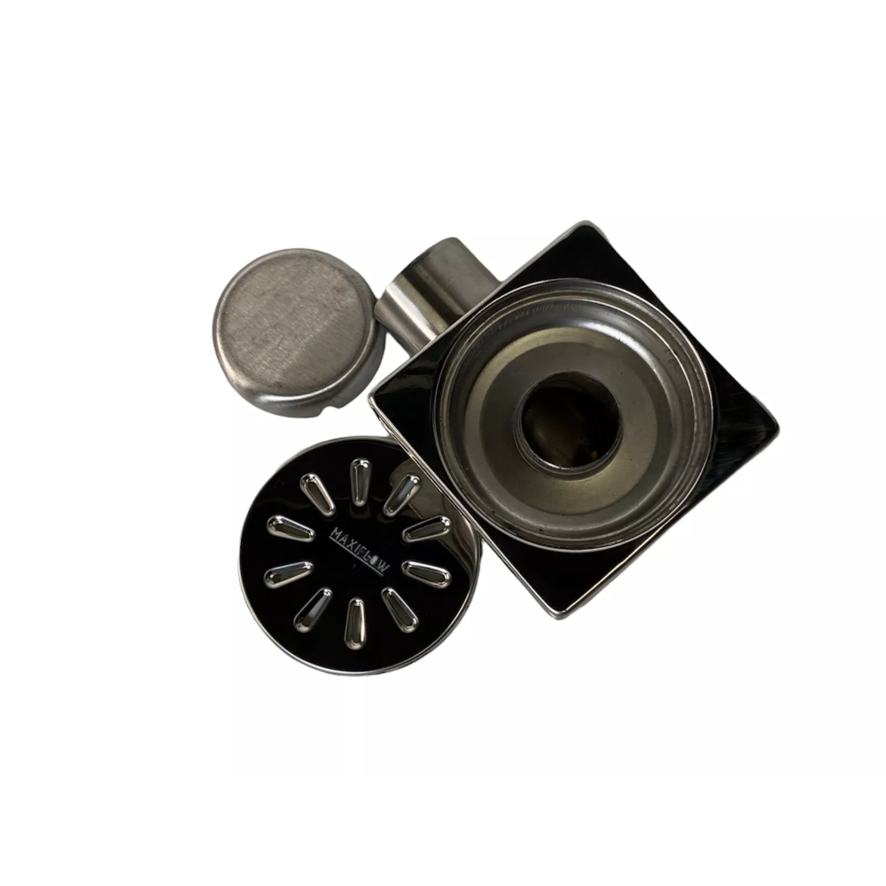 Трап з нержавіючої сталі SLIM 15х15см горизонтальний D50 Трап з нержавіючої сталі SLIM 15х15см горизонтальний D50