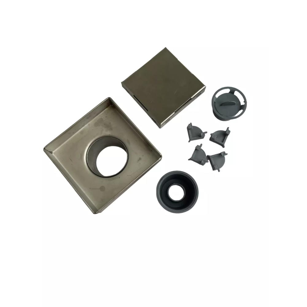 Трап з нержавіючої сталі з решіткою під плитку 10х10, Трап для душової кабіни з сухим затвором Трап з нержавіючої сталі з решіткою під плитку 10х10, Трап для душової кабіни з сухим затвором