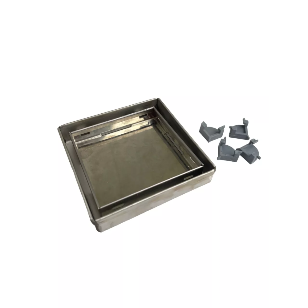 Трап з нержавіючої сталі з решіткою під плитку 10х10, Трап для душової кабіни з сухим затвором Трап з нержавіючої сталі з решіткою під плитку 10х10, Трап для душової кабіни з сухим затвором