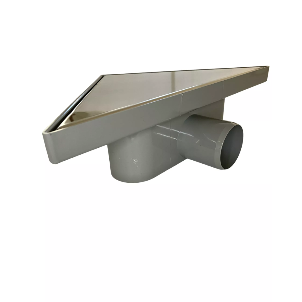 Трап для душа угловой  234х330мм горизонтальный, решетка "под плитку" из нержавеющей стали с гидрозатвором  Трап для душа угловой  234х330мм горизонтальный, решетка "под плитку" из нержавеющей стали с гидрозатвором