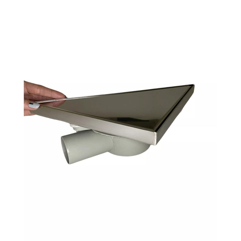 Трап угловой, с нержавеющей стали, с поворотным сифоном, с решеткой под плитку