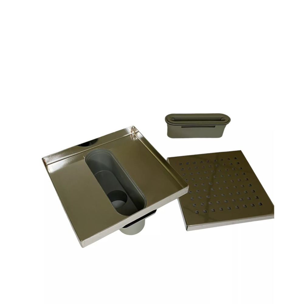 Трап с решеткой "квадрат" с нержавеющей решеткой вертикальный выход D50, 20х20 см Трап с решеткой "квадрат" с нержавеющей решеткой вертикальный выход D50, 20х20 см