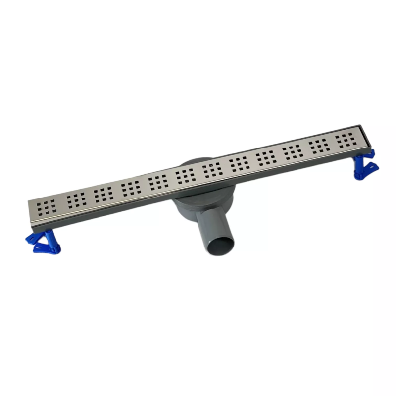 Сливной трап для душа с горизонтальным выходом, решетка "квадрат" 60см, Душевой канал с гидрозатвором