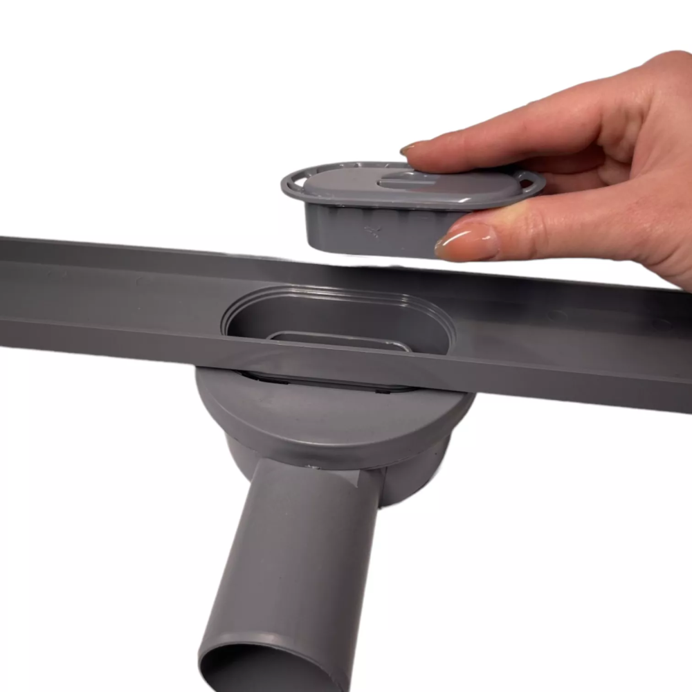 Зливний трап для душу з горизонтальним виходом, решітка "квадрат" 80 см, Душовий канал з гідрозатворів Зливний трап для душу з горизонтальним виходом, решітка "квадрат" 80 см, Душовий канал з гідрозатворів