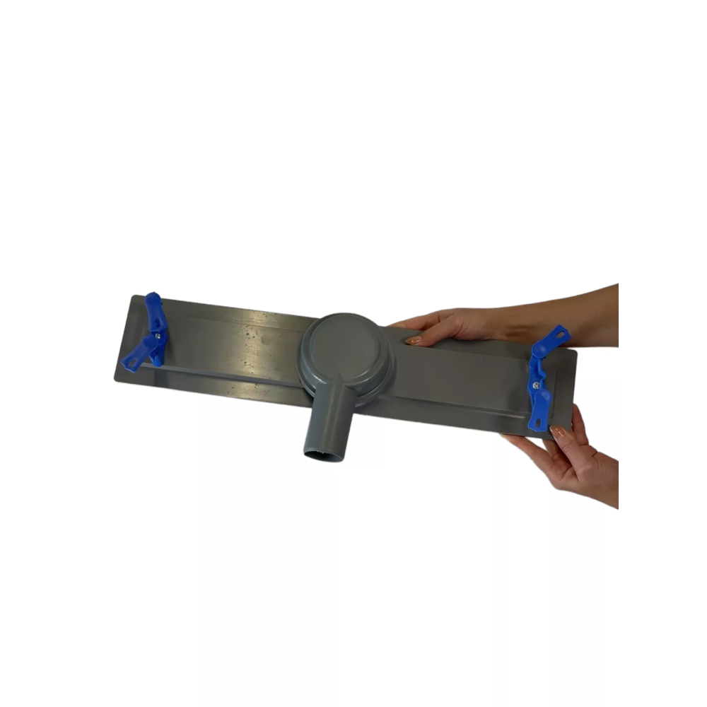 Зливний трап для душу з горизонтальним виходом, решітка "квадрат" 33 см з горизонтальним фланцем Зливний трап для душу з горизонтальним виходом, решітка "квадрат" 33 см з горизонтальним фланцем