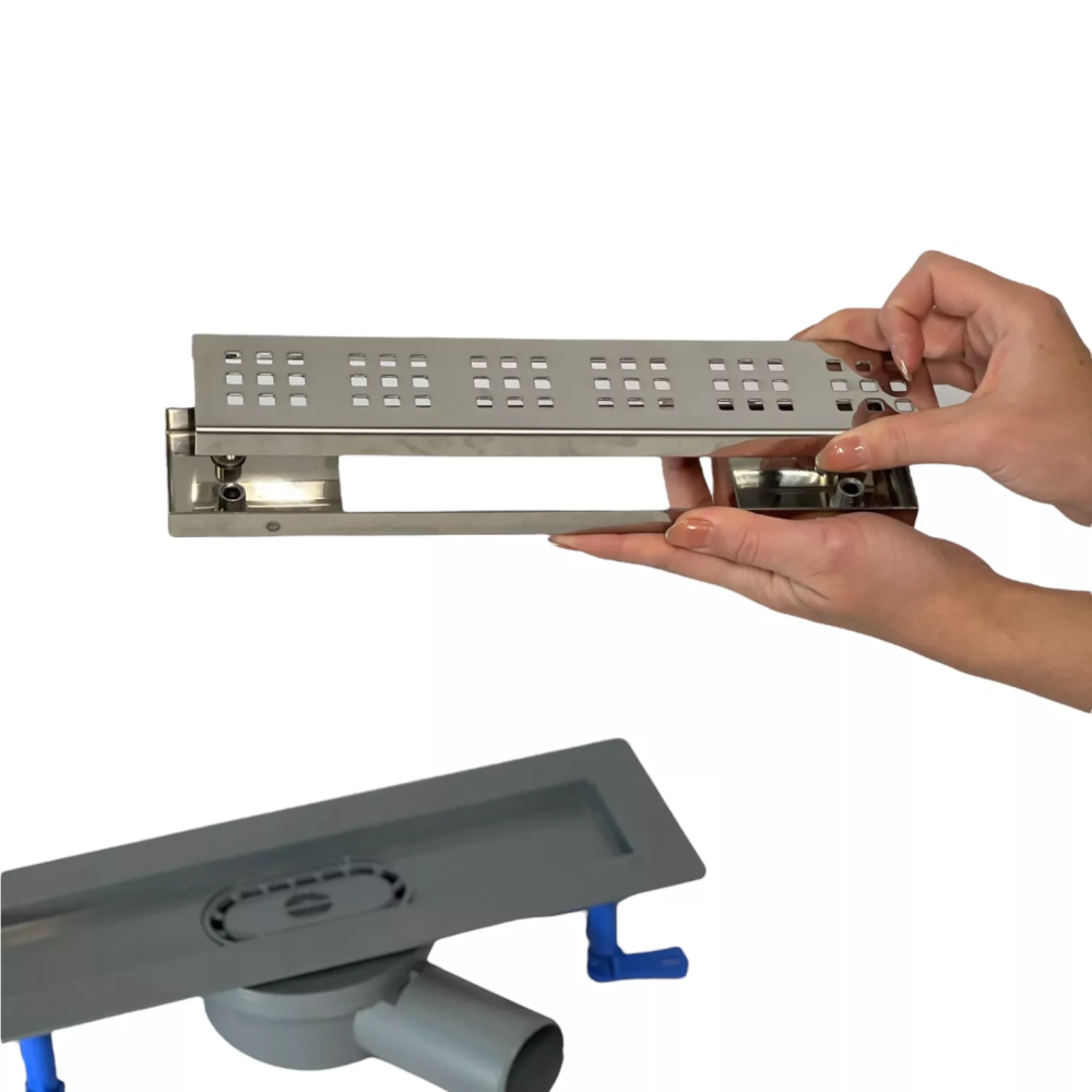 Душовий трап для душу з горизонтальним виходом, поворотним сифоном з решіткою "квадрат" 50 см Душовий трап для душу з горизонтальним виходом, поворотним сифоном з решіткою "квадрат" 50 см