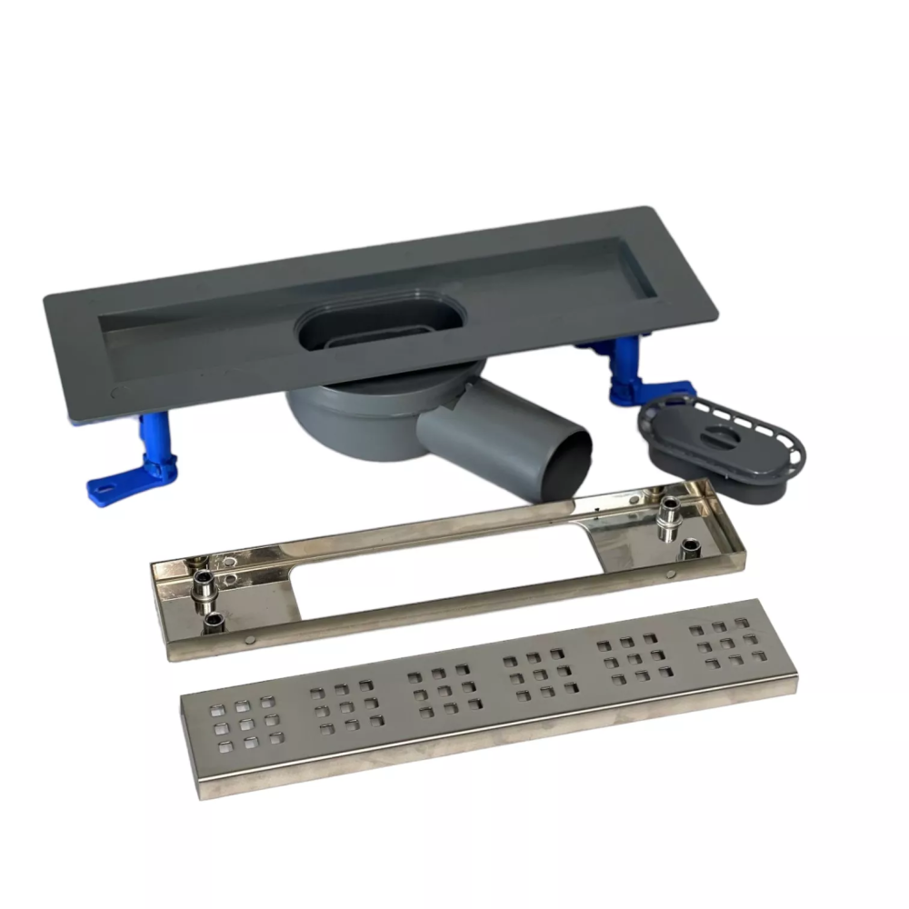 Душовий трап для душу з горизонтальним виходом, поворотним сифоном з решіткою "квадрат" 80 см Душовий трап для душу з горизонтальним виходом, поворотним сифоном з решіткою "квадрат" 80 см