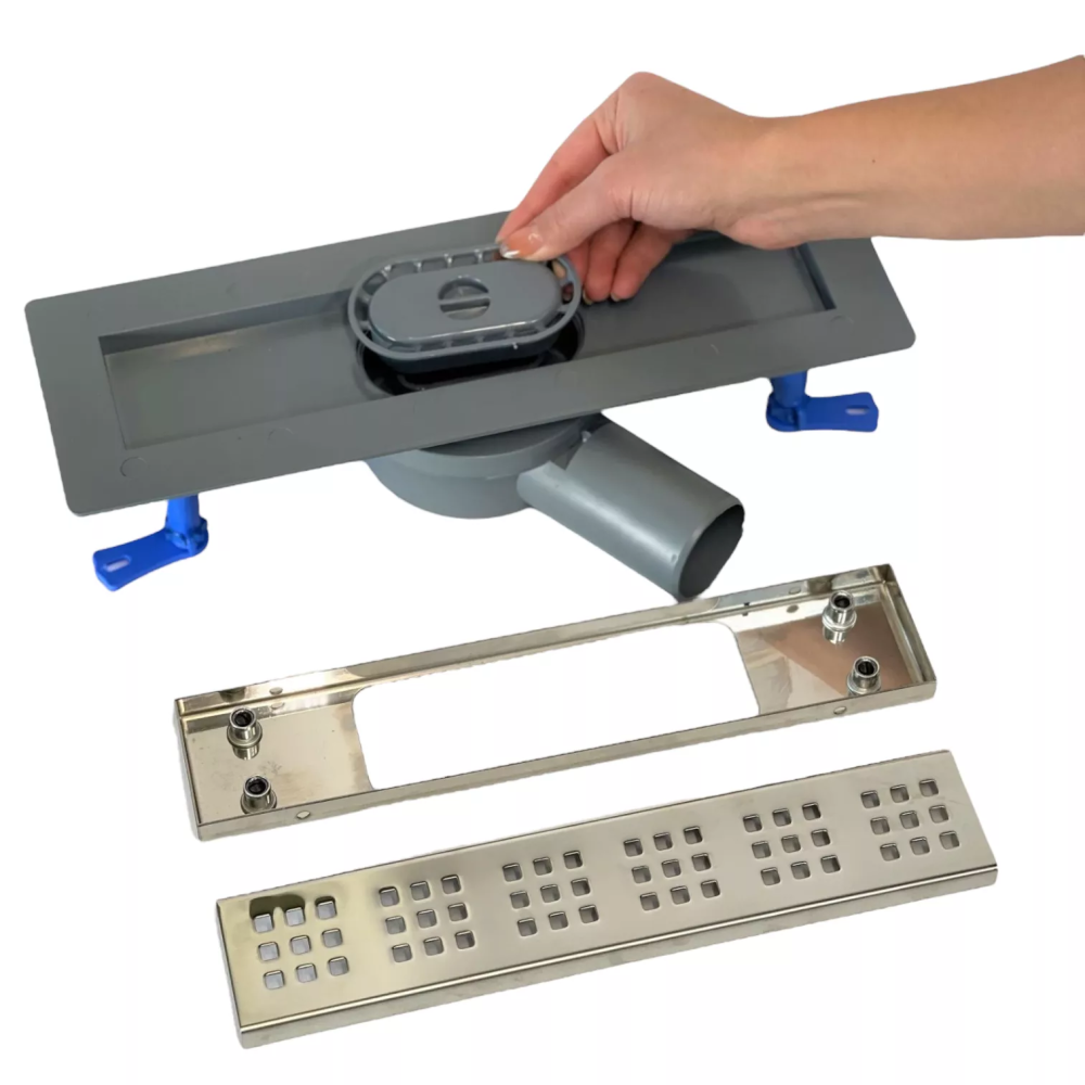 Душовий трап для душу з горизонтальним виходом, поворотним сифоном з решіткою "квадрат" 80 см Душовий трап для душу з горизонтальним виходом, поворотним сифоном з решіткою "квадрат" 80 см