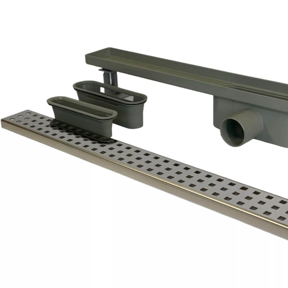 Душовий трап без фланця, решітка "Квадрат" 80 см, Душовий канал з подвійним комбінованим гідрозатворів Душовий трап без фланця, решітка "Квадрат" 80 см, Душовий канал з подвійним комбінованим гідрозатворів