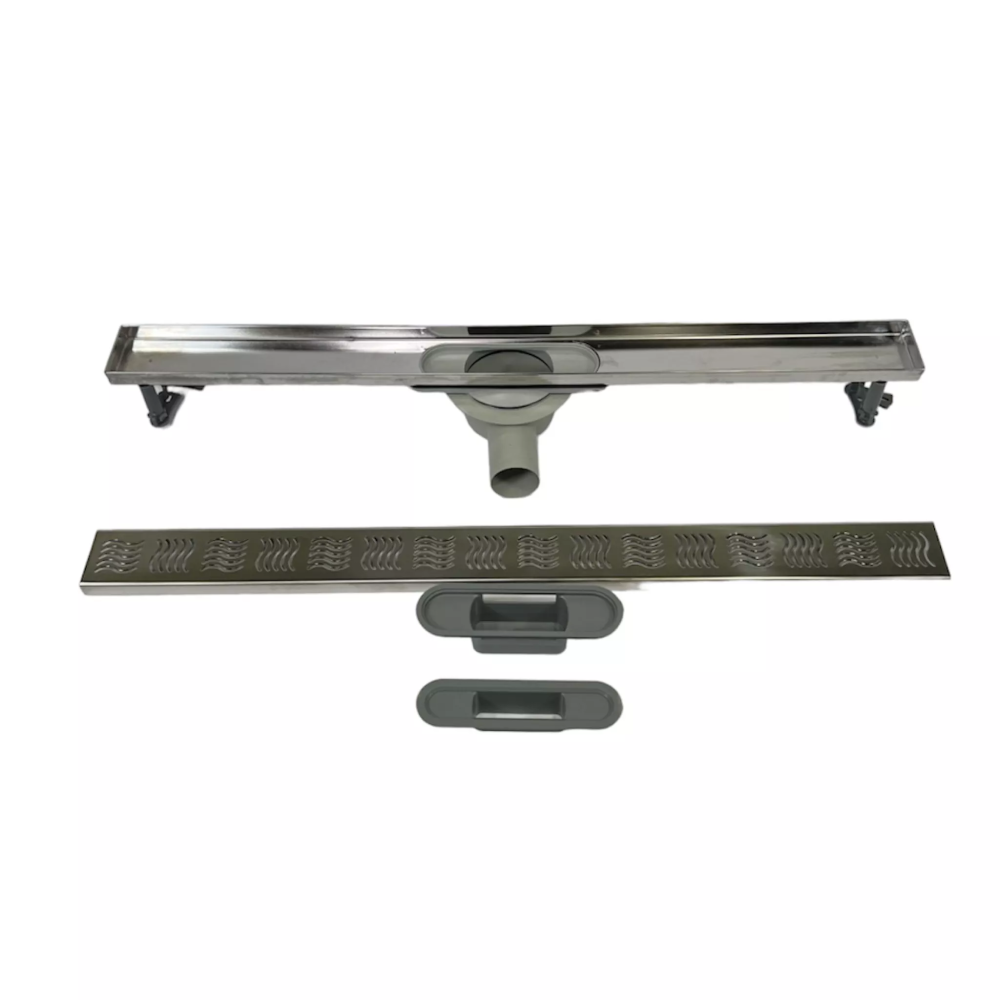 Душовий трап без фланця Maxiflow, решітка "Хвиля" 60 см, Душовий канал з поворотним сифоном на 360° Душовий трап без фланця Maxiflow, решітка "Хвиля" 60 см, Душовий канал з поворотним сифоном на 360°