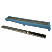 Сливной трап для душа с горизонтальным фланцем, решетка "Квадрат" 60 см, Душевой канал с двойным гидрозатвором