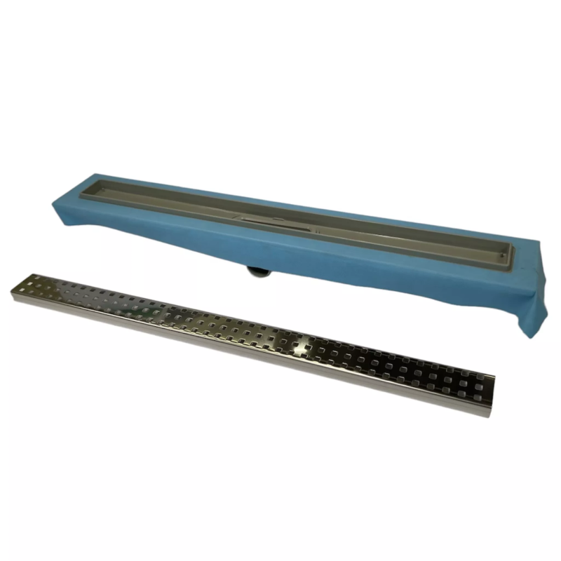 Сливной трап для душа с горизонтальным фланцем, решетка "Квадрат" 60 см, Душевой канал с двойным гидрозатвором