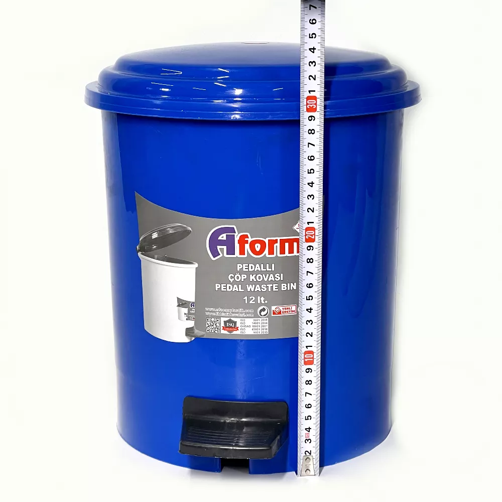 Контейнер для мусора с педалью 12л, пластик, цвет синий