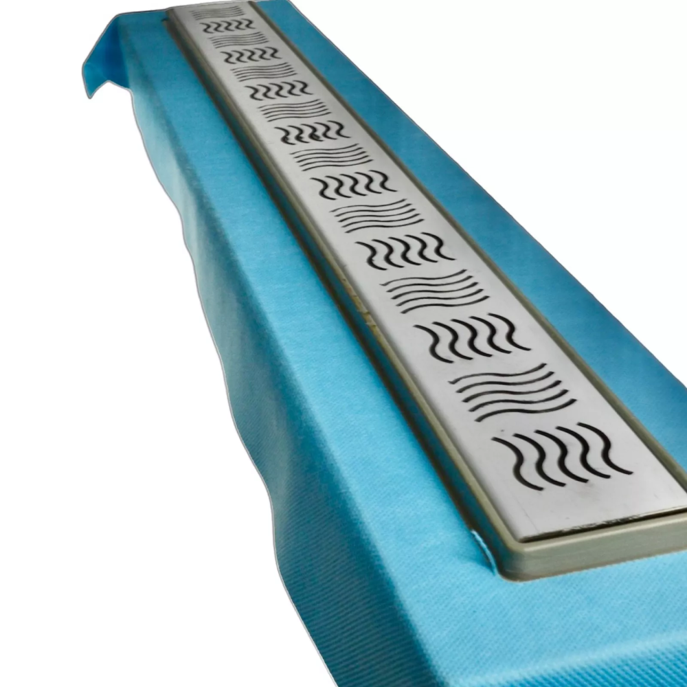 Душевой лоток, решетка "Волна" 60 см, Душевой канал с горизонтальным фланцем с двойным гидрозатвором Душевой лоток, решетка "Волна" 60 см, Душевой канал с горизонтальным фланцем с двойным гидрозатвором