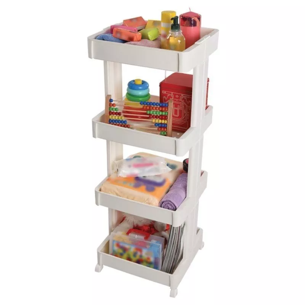 Large four-tier organizer shelf on wheels, plastic, 39.5*37*108cm