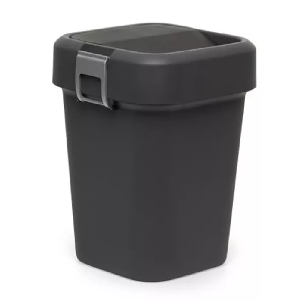 8L plastic black trash can with a rotating lid 22.5*22.5*30cm