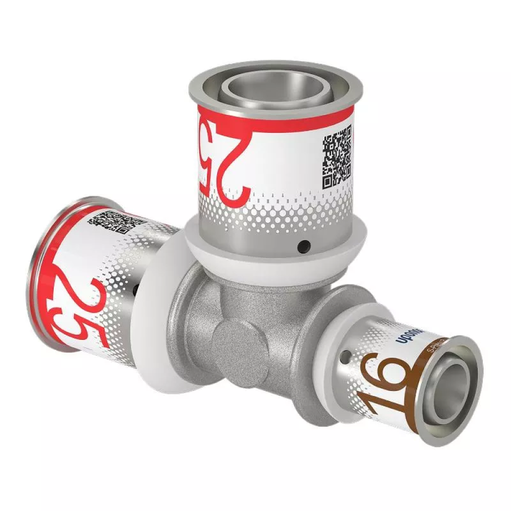 Uponor S-Press PLUS reducing tee, brass 25-25-16