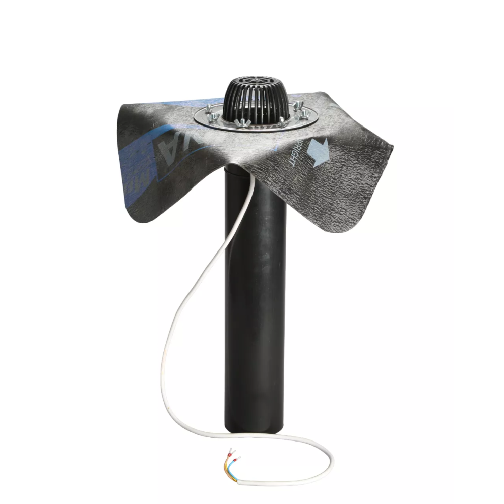 Roofing funnel SANSTORE 110/600mm with stainless flange, with bitumen apron, with thermal cable