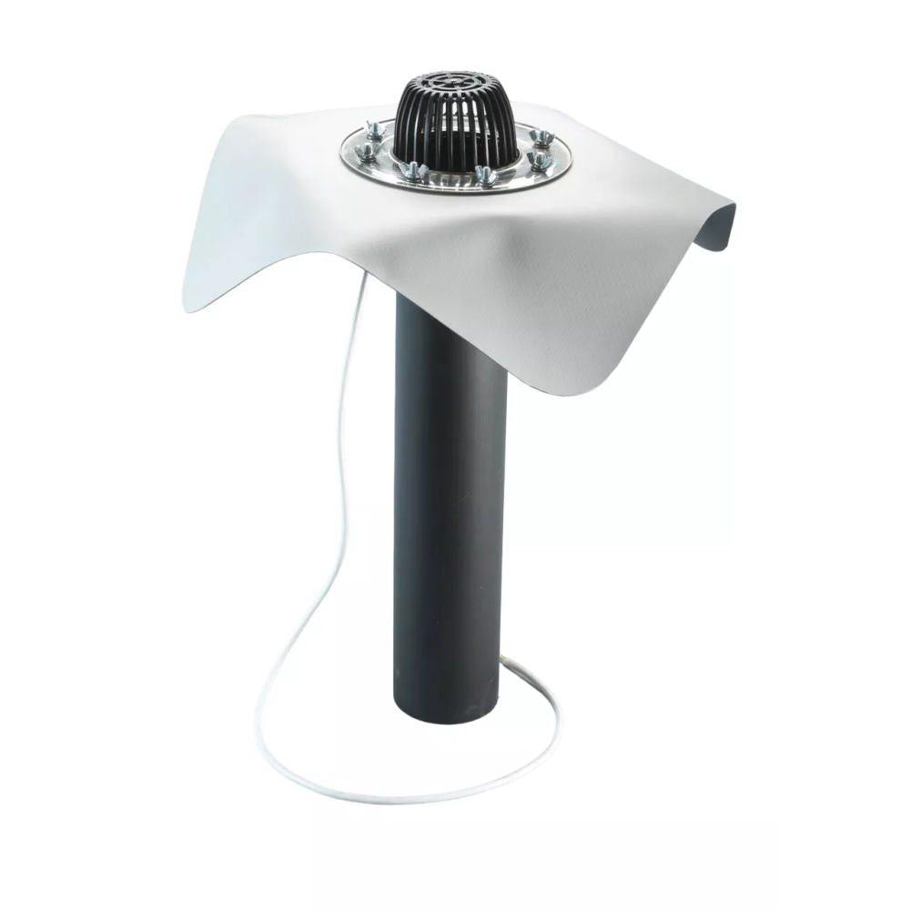 Roofing funnel SANSTORE 110/600mm with stainless flange, with PVC apron, with thermal cable