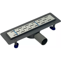 Сливной трап для душа с горизонтальным выходом, решетка "ДОЖДЬ" 33 см, Душевой канал с сухим затвором