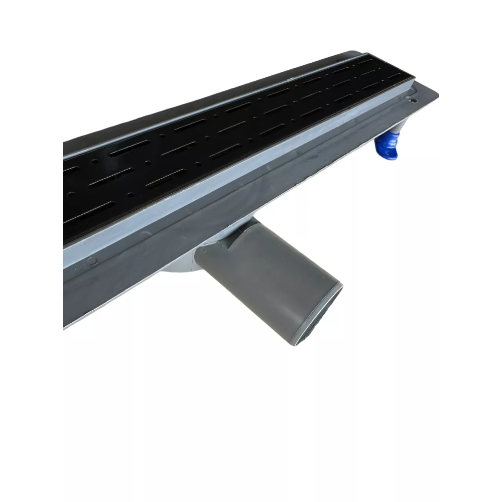 Сливной трап для душа с горизонтальным выходом 60 см, Душевой канал с сухим затвором, черная решетка Сливной трап для душа с горизонтальным выходом 60 см, Душевой канал с сухим затвором, черная решетка