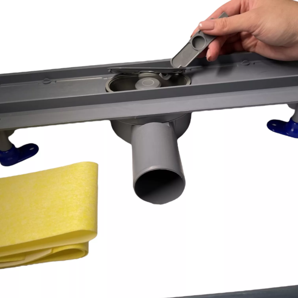 Сливной трап для душа с поворотным сифоном 360, решетка "ПОД ПЛИТКУ" 60 см, Канализационный сливной лоток Сливной трап для душа с поворотным сифоном 360, решетка "ПОД ПЛИТКУ" 60 см, Канализационный сливной лоток