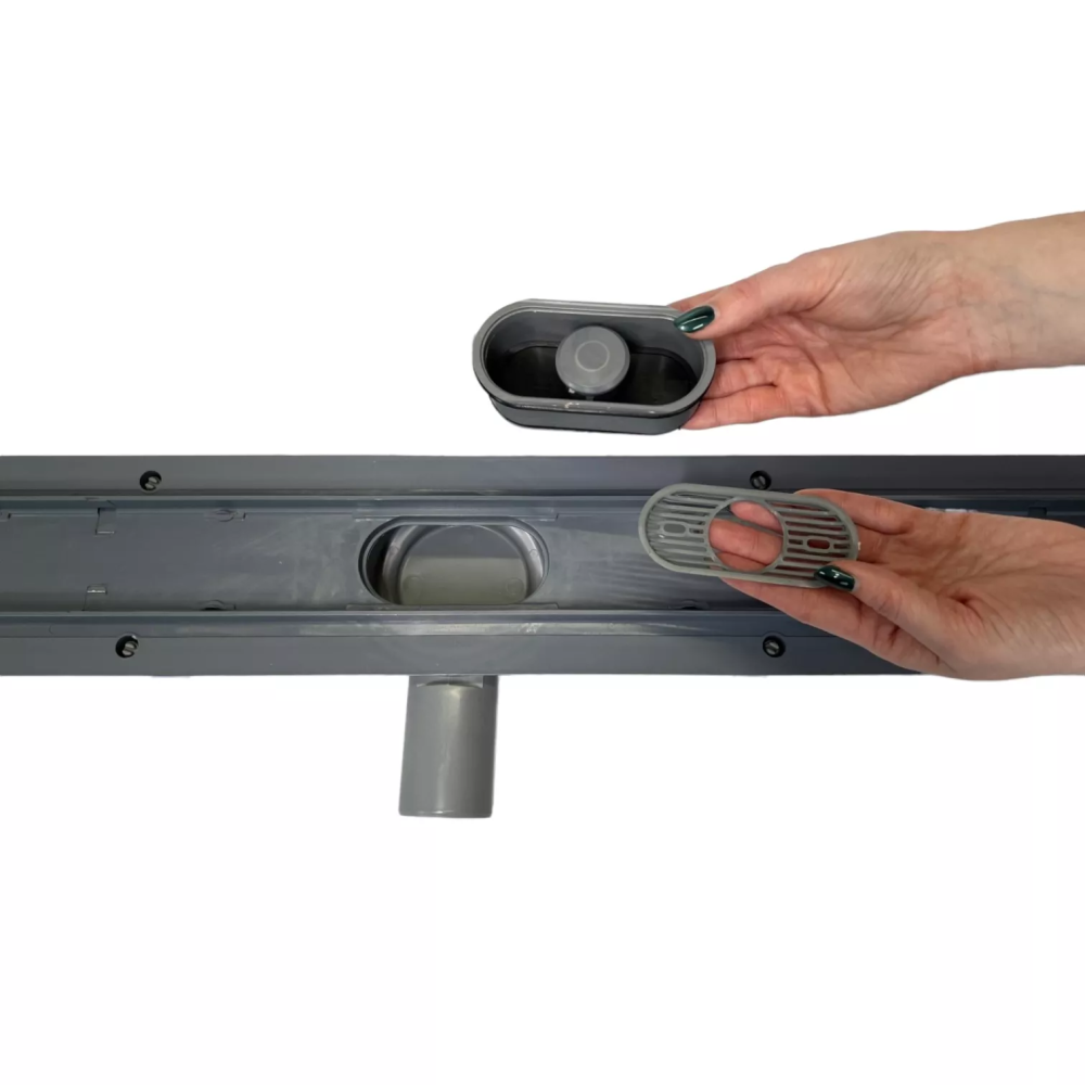 Зливний трап для душу з поворотним сифоном 360, решітка "під плитку" 80 см, Душовий лоток підлоговий Зливний трап для душу з поворотним сифоном 360, решітка "під плитку" 80 см, Душовий лоток підлоговий