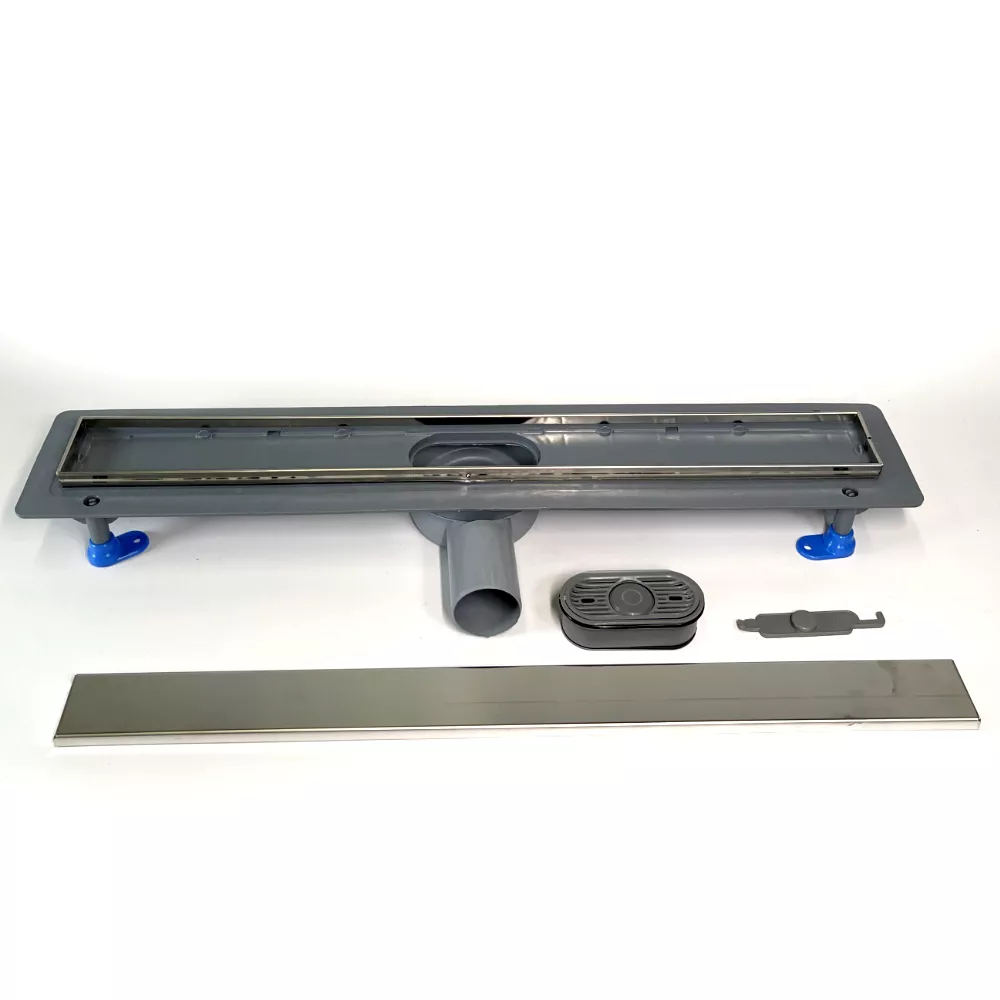 Сливной трап для душа с поворотным сифоном 360, решетка "ПОД ПЛИТКУ" 60 см, нержавеющая кромка Сливной трап для душа с поворотным сифоном 360, решетка "ПОД ПЛИТКУ" 60 см, нержавеющая кромка