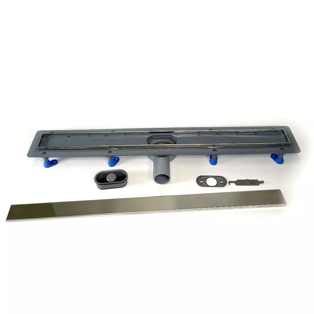 Сливной трап для душа с поворотным сифоном 360, решетка "ПОД ПЛИТКУ" 80 см, нержавеющая кромка Сливной трап для душа с поворотным сифоном 360, решетка "ПОД ПЛИТКУ" 80 см, нержавеющая кромка