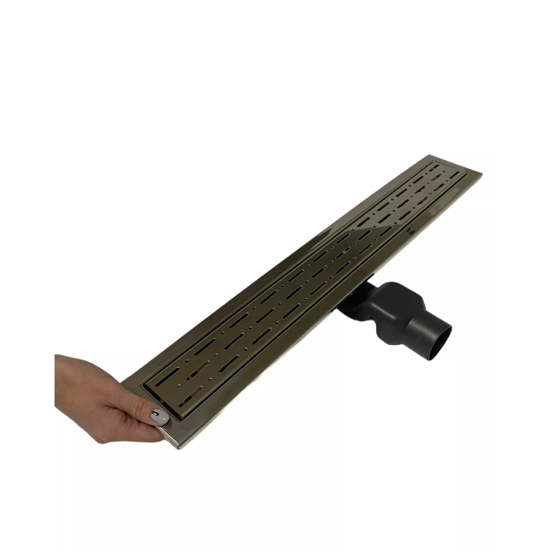 Душевой канал с решеткой и корпусом из нержавеющей стали, решетка "Дождь" 60см, поворотный S-образный сифон