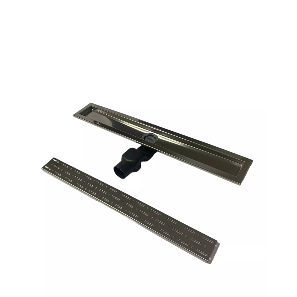 Душевой канал с решеткой и корпусом из нержавеющей стали, решетка "Дождь" 60см, поворотный S-образный сифон Душевой канал с решеткой и корпусом из нержавеющей стали, решетка "Дождь" 60см, поворотный S-образный сифон