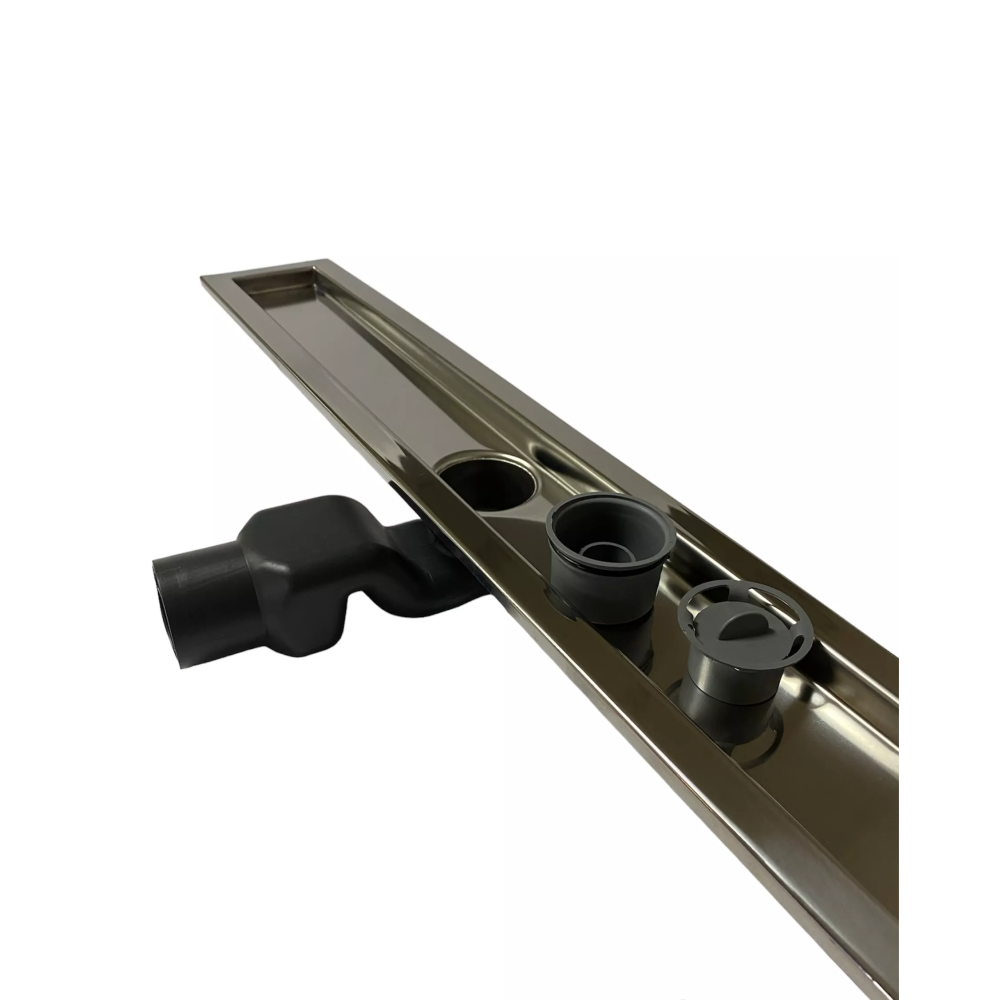 Душевой канал с решеткой и корпусом из нержавеющей стали, решетка "Дождь" 60см, поворотный S-образный сифон Душевой канал с решеткой и корпусом из нержавеющей стали, решетка "Дождь" 60см, поворотный S-образный сифон