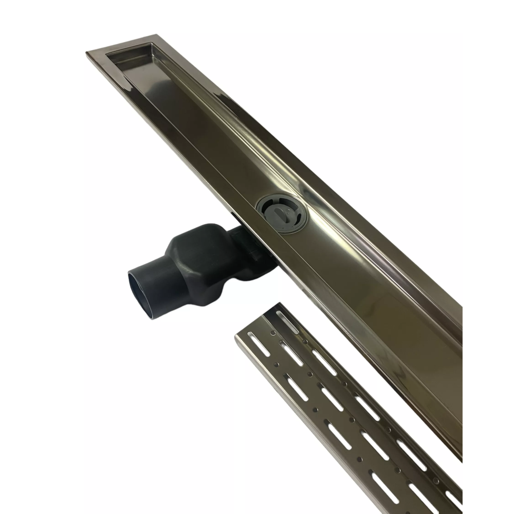 Душевой канал с решеткой и корпусом из нержавеющей стали, решетка "Дождь" 60см, поворотный S-образный сифон Душевой канал с решеткой и корпусом из нержавеющей стали, решетка "Дождь" 60см, поворотный S-образный сифон