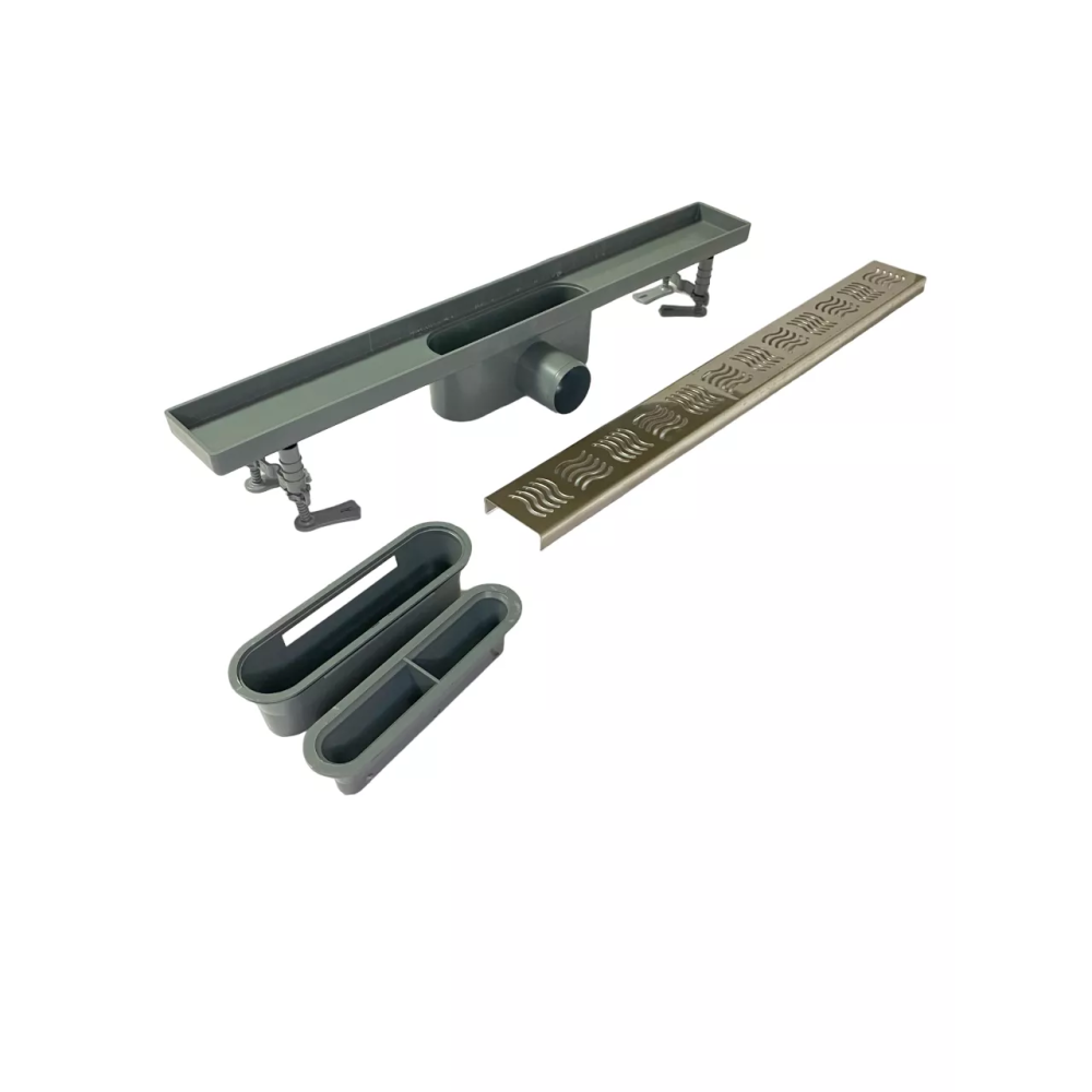 Душевой лоток, решетка "Волна" 60 см двойной гидрозатвор, Душевой канал с боковым выпускным отверстием DN50 Душевой лоток, решетка "Волна" 60 см двойной гидрозатвор, Душевой канал с боковым выпускным отверстием DN50