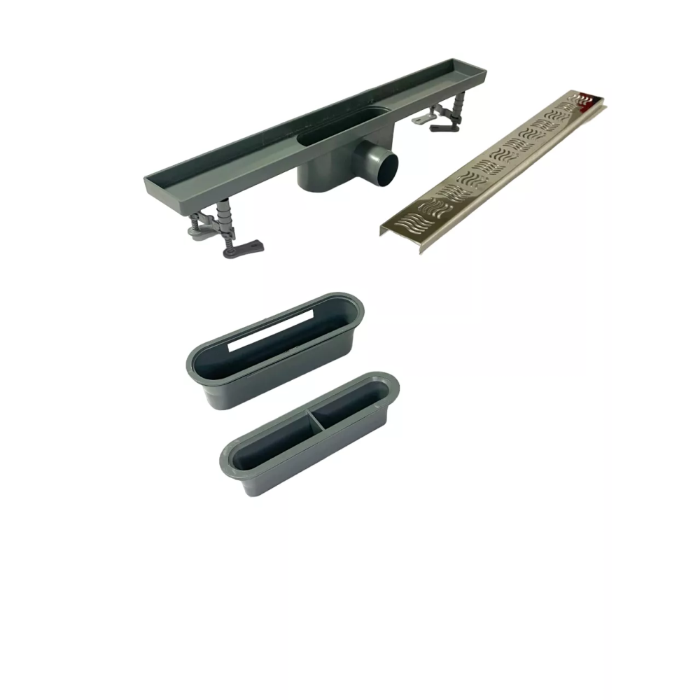 Душевой лоток, решетка "Волна" 60 см двойной гидрозатвор, Душевой канал с боковым выпускным отверстием DN50 Душевой лоток, решетка "Волна" 60 см двойной гидрозатвор, Душевой канал с боковым выпускным отверстием DN50