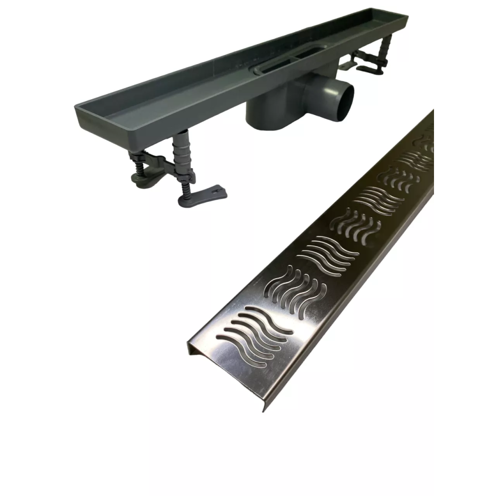 Душевой лоток, решетка "Волна" 60 см двойной гидрозатвор, Душевой канал с боковым выпускным отверстием DN50 Душевой лоток, решетка "Волна" 60 см двойной гидрозатвор, Душевой канал с боковым выпускным отверстием DN50