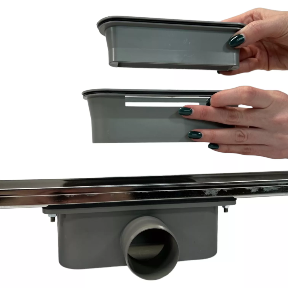 Душевой канал без фланца 80 см решётка "Дождь", Канализационный трап с двойным гидрозатвором Душевой канал без фланца 80 см решётка "Дождь", Канализационный трап с двойным гидрозатвором