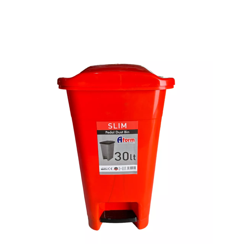 Контейнер для мусора с педалью 50л, пластик, красный цвет