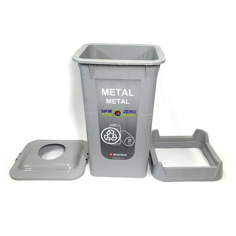 Контейнер для сортировки мусора (металл) на 50л, цвет серый, с крышкой