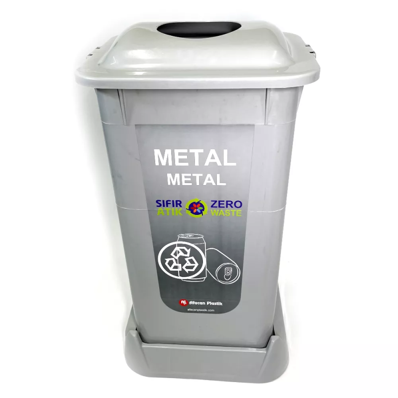 Контейнер для сортировки мусора (металл) на 70л, цвет серый, с крышкой