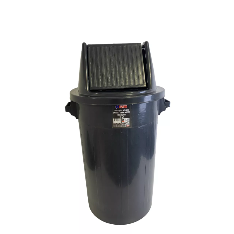 Мусорный бак с поворотной крышкой типа буфет на 90л, пластик, цвет черный