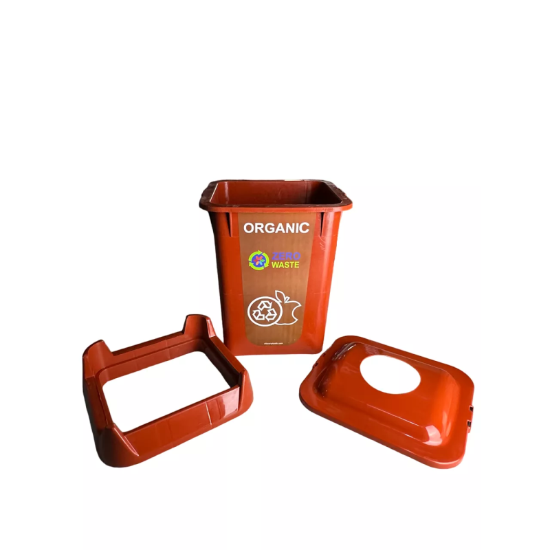 Контейнер для сортировки мусора (органические отходы) на 70л, цвет коричневый, с крышкой