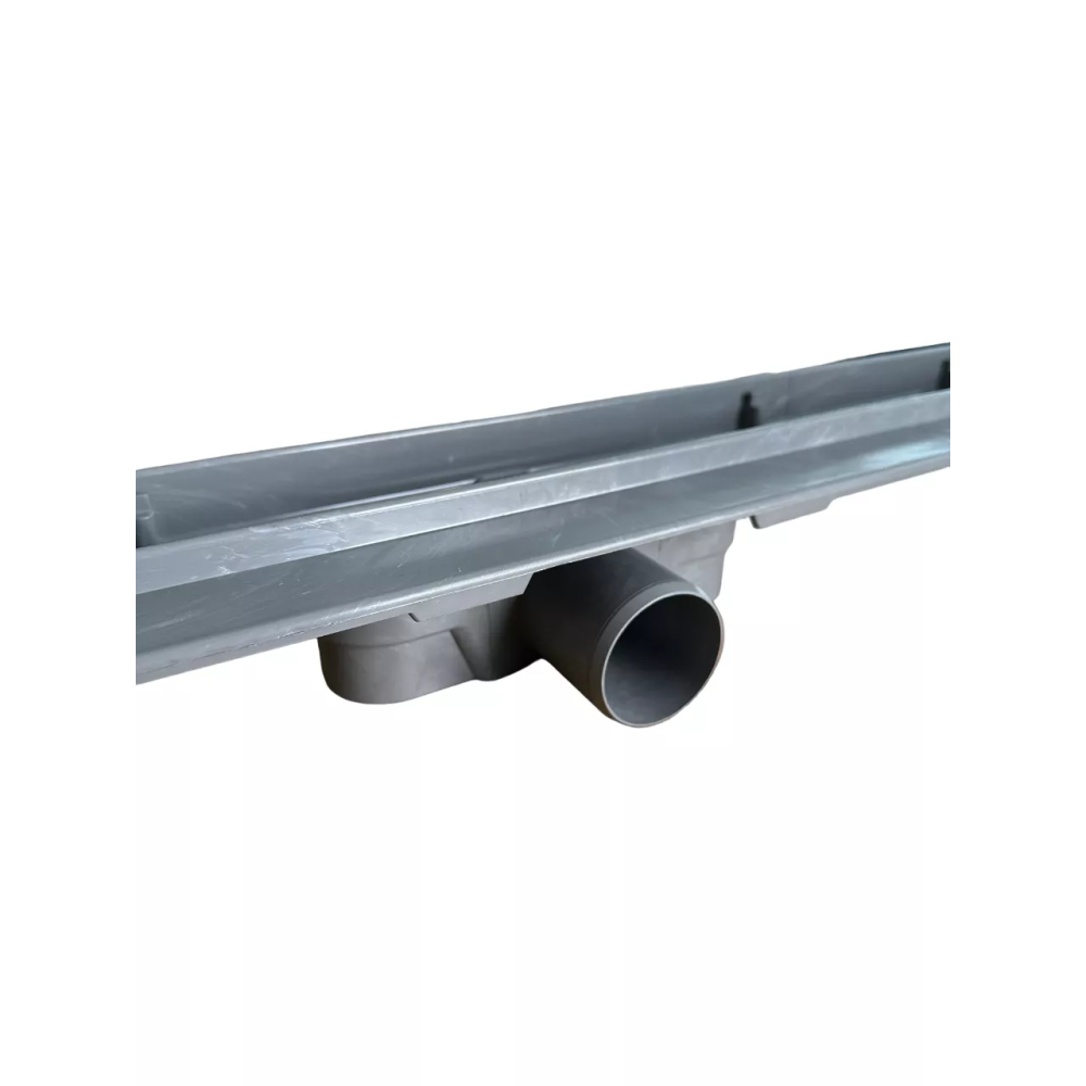 Канализационный трап с пластиковым корпусом, решетка "Дождь" 80 см, Душевой канал с горизонтальным фланцем Канализационный трап с пластиковым корпусом, решетка "Дождь" 80 см, Душевой канал с горизонтальным фланцем