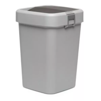 Відро для сміття на 8л пластикове сіре, з поворотною кришкою 22,5*22,5*30см Відро для сміття на 8л пластикове сіре, з поворотною кришкою 22,5*22,5*30см