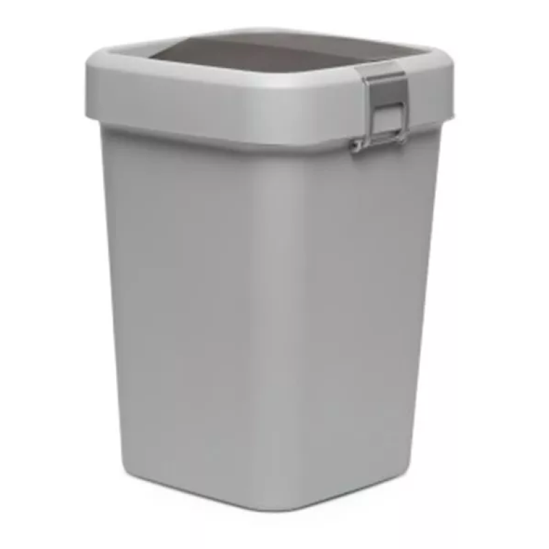 Мусорное ведро на 8л пластиковое серое, с поворотной крышкой 22,5*22,5*30см