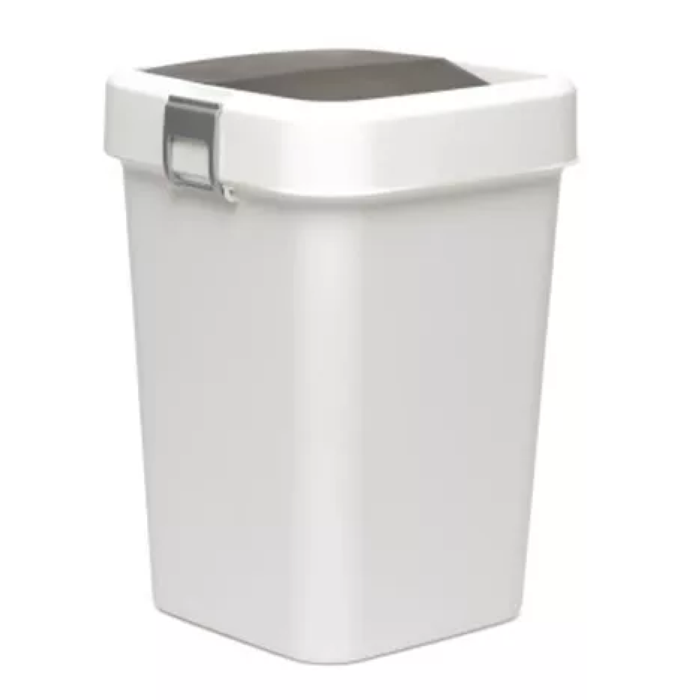 Відро для сміття на 8л пластикове біле, з поворотною кришкою 22,5*22,5*30см Відро для сміття на 8л пластикове біле, з поворотною кришкою 22,5*22,5*30см