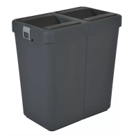 Мусорное ведро двойное 40+40л пластиковое антрацит, с поворотной крышкой 55*35,5*59см