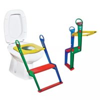 Children's toilet seat with step and handrails Children's toilet seat with step and handrails